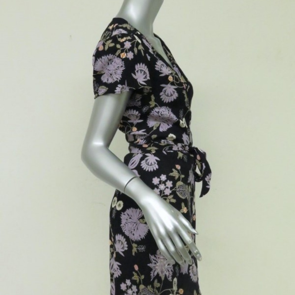 Reformation Wrap Dress Penny Black Floral - Picture 5 of 6